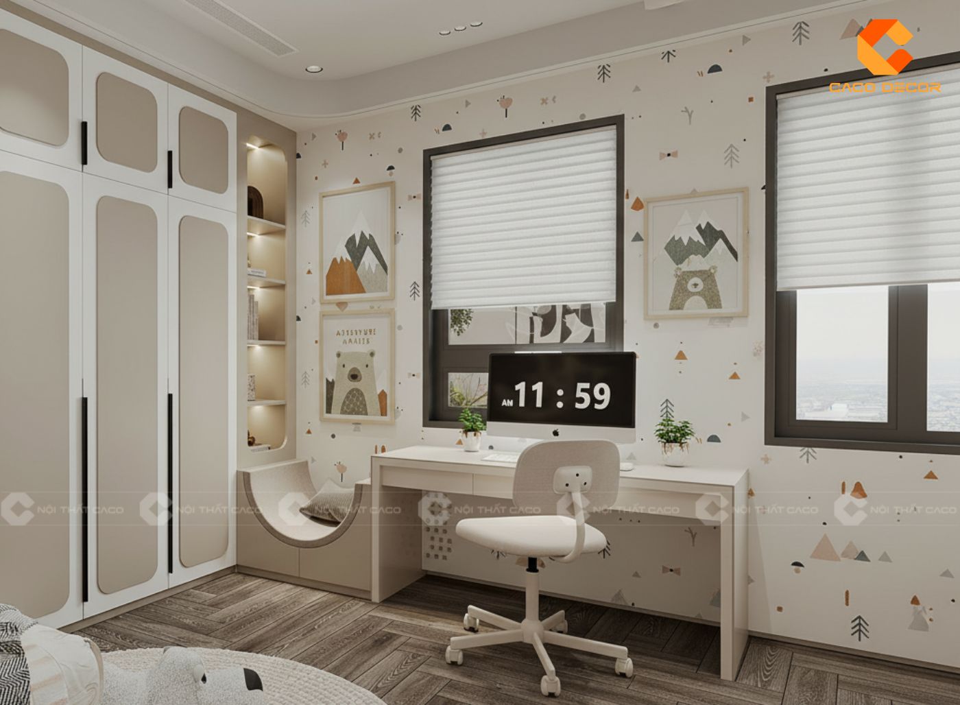 Bàn học trẻ em liền với tủ áo